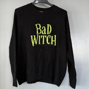 Vince Camuto Women's Black Pullover Sweater Bad Witch sz Small Halloween